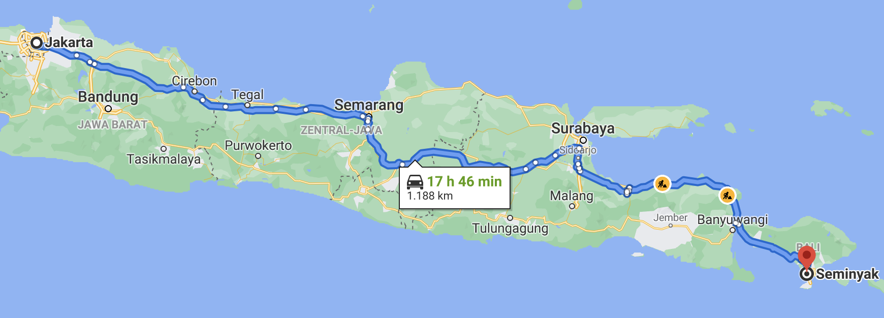 Travel Route From Jakarta To Bali